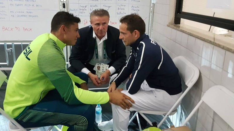 Thiago da Silva, Sergei Bubka y Renaud Lavillenie dos campeones de estos tiempos y uno del pasado.