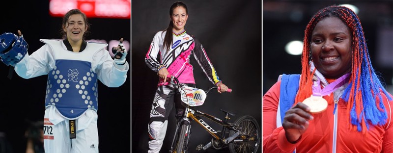 Tres mujeres de América que mostraron su calibre al planeta. María Espinosa, taewondoka mexicana, en 2008; Mariana Pajón, ciclista colombiana, e Idalis Ortiz, judoca cubana, ambas en Londres 2012.