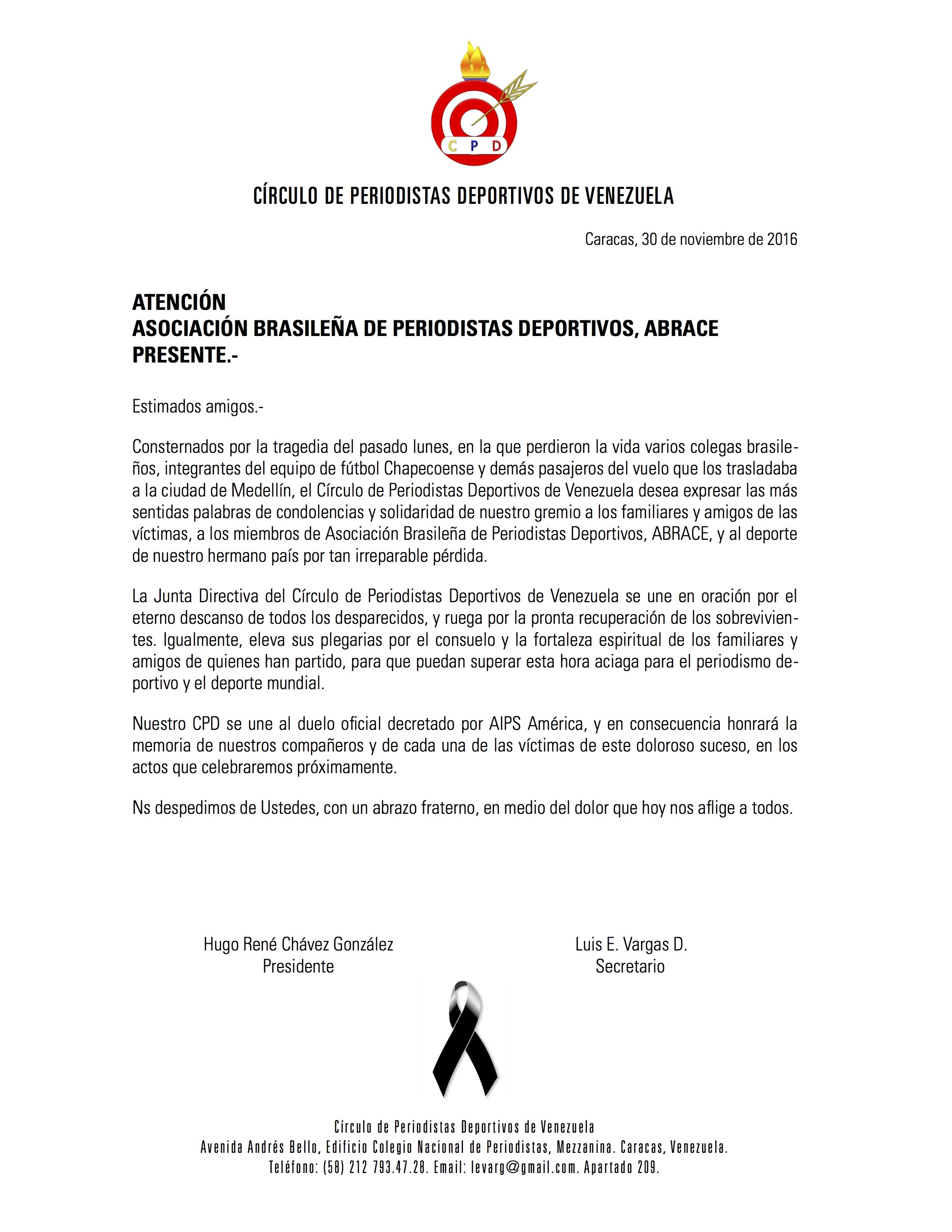 Más asociaciones nacionales hacen sentir su dolor respecto a la tragedia